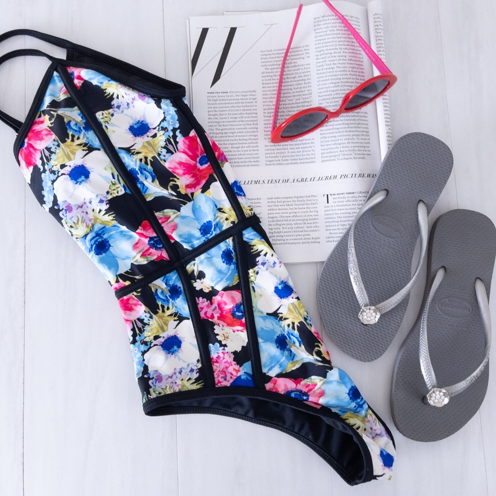 Cupshe • Vibrant Floral Blue and Pink One Piece Swimsuit